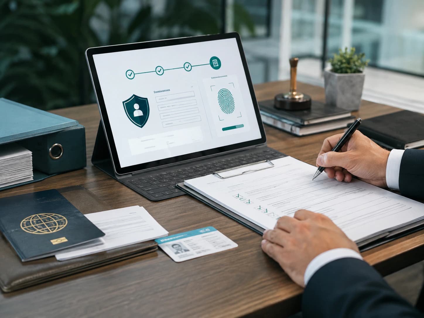 Consent and identity documentation being reviewed on a tablet