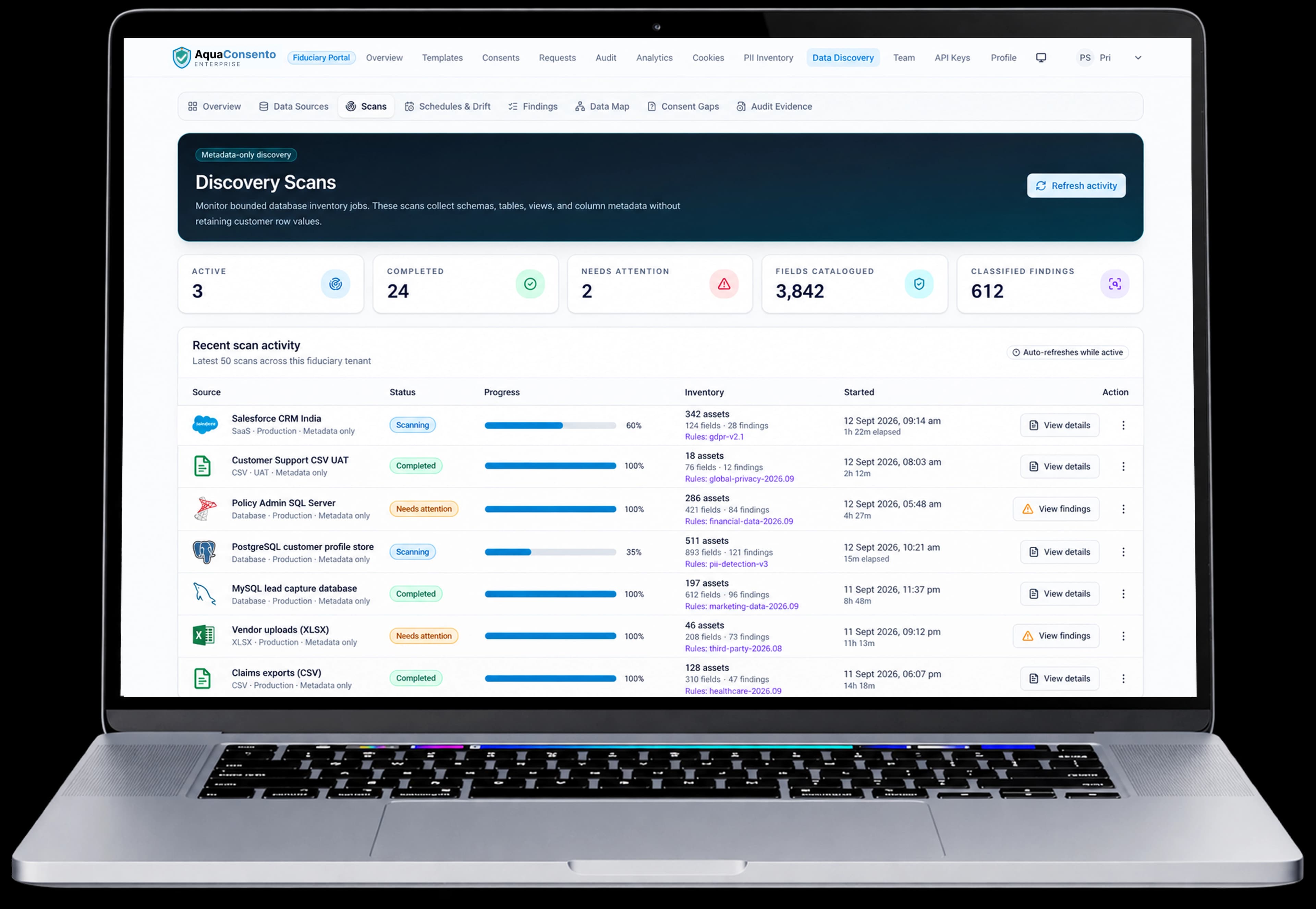AquaConsento interface showing the reviewed finding stage
