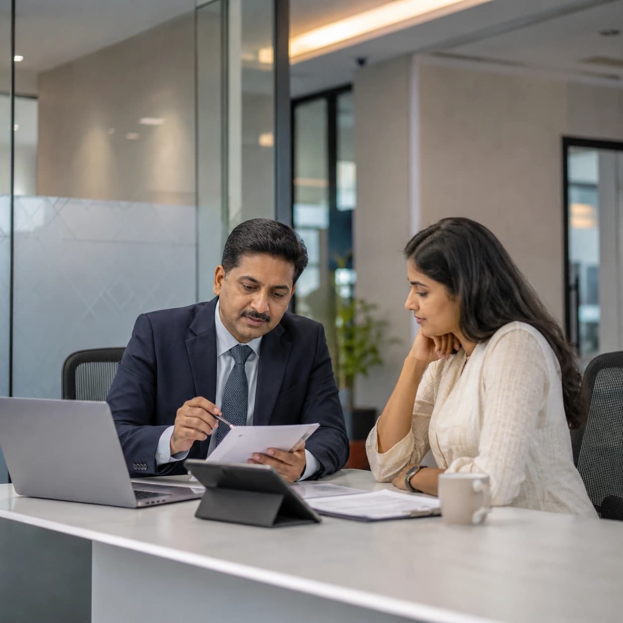 Indian banking professionals reviewing customer onboarding information